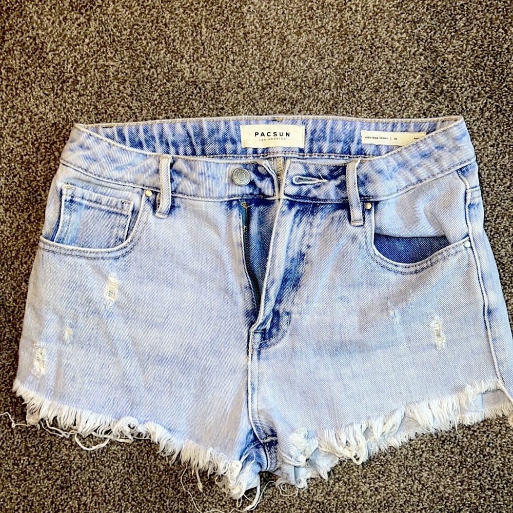 PacSun High Rise Light Blue Denim Shorts